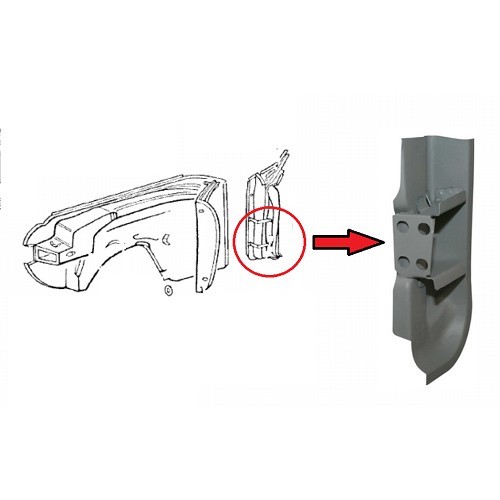  Pata de la puerta delantera izquierda para VW Karmann-Ghia - KG30004 