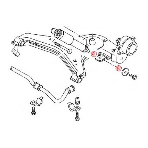 Silentbloc sull'asta dell'ammortizzatore posteriore per VW Transporter T4 - KJ52120