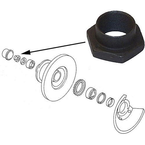 Front spindle nut for VW Transporter T25 from 1979 to 1992