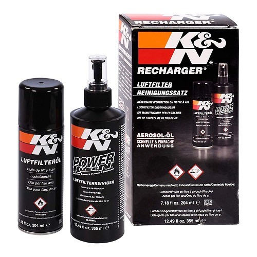 Kit d'entretien complet K&N pour filtres à air sport performance en fibre de coton huilée - flacon 355ml et bombe 237ml 