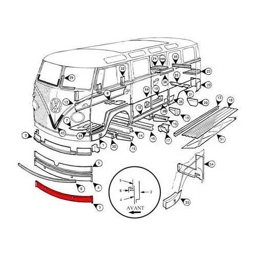  Avental frontal exterior para VW Combi Split - KT003 