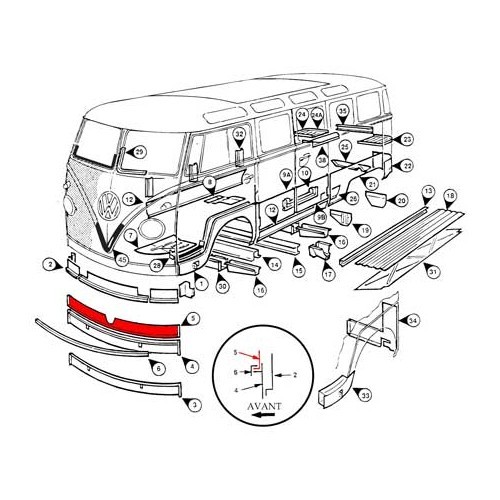 Obere Frontschürze für Split Combi ohne "Nase" - 150 mm - KT005