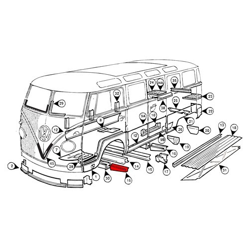 Hoek voorste zijrails chassis voor Combi Split - KT0161
