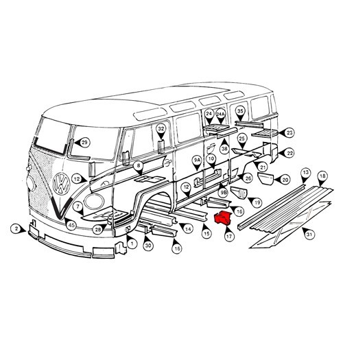 Support de cric avant gauche pour Combi Split - KT01711