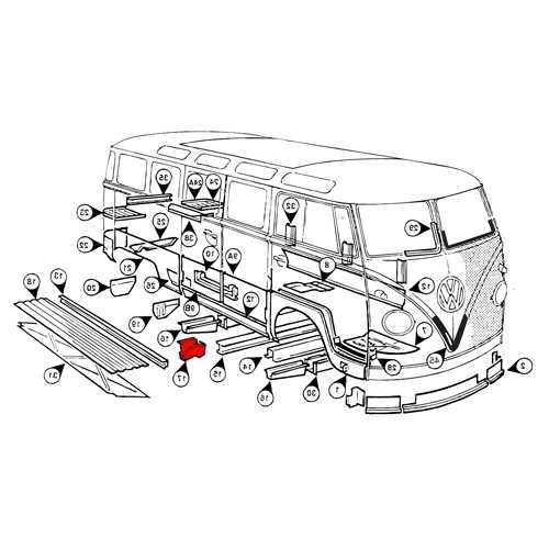 Supporto cricco anteriore destro per Combi Split - KT01712