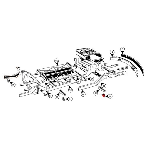 Suporte de macaco frontal direito para Combi Split - KT01712