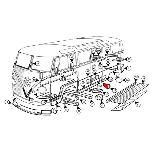 Front plate for rear left-hand wheel housing Combi Split - KT0191