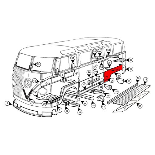 Außenblech Reparatur Kotflügel hinten links für VOLKSWAGEN Kombi Split (08/1962-07/1967) - KT0211