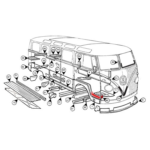  Plate under front right-hand door sill Combi Split - KT0282 