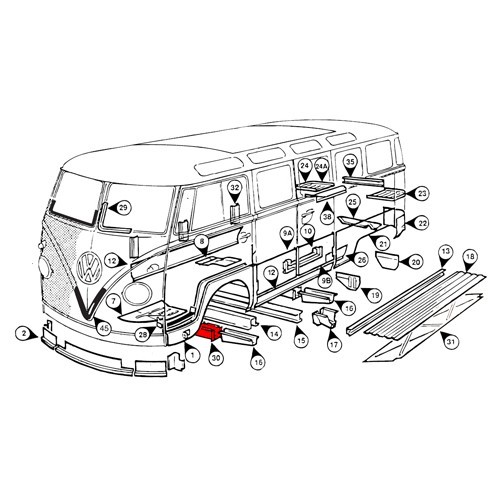 Longherone a "U" telaio anteriore per Combi Split - KT030