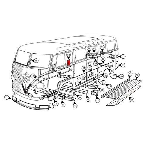 Parte baja del montante interior para Combi Split ->67. - KT032