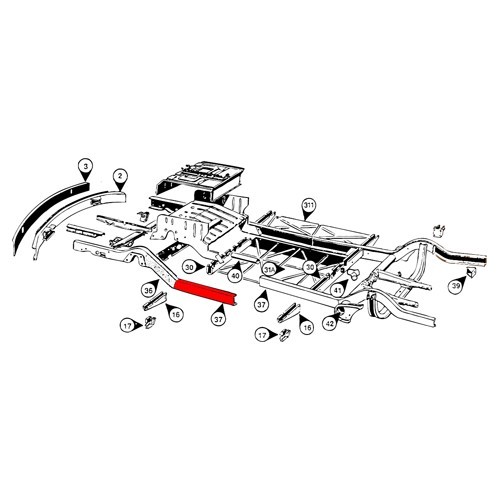 Kleine centrale balk van het chassis voor Combi Split - KT037A