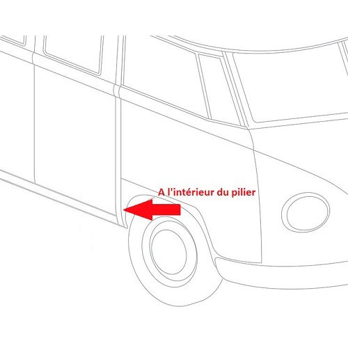 Binnenpaneel achter rechter spatbord voor VW Combi Split ->67 - KT044