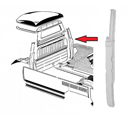  B-stijl" rechts voor bus VW Combi Split pick-up enkele cabine 55 -&gt;63 - KT052 