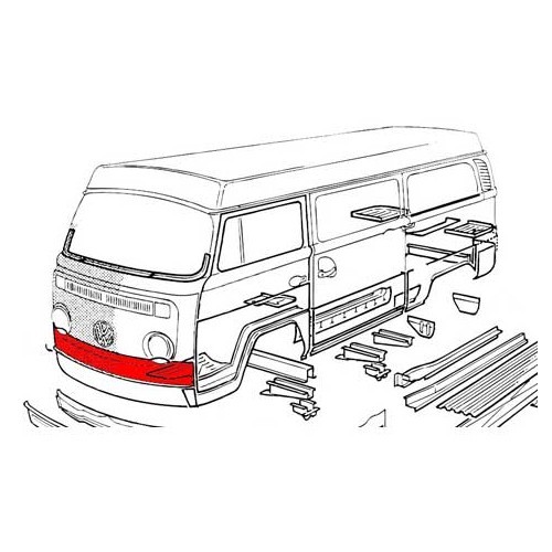 Lower front panel in sheet metal for Bay Window 1968-&gt;1972 - KT20200