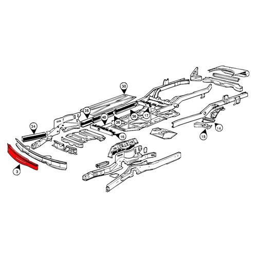 Lamiera sulla traversa esterna per VW Combi Bay Window 1968 -&gt; 1972 - KT203