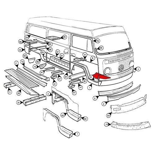 Piece of right-hand cab floor for Combi 73 -> 79 - KT2084