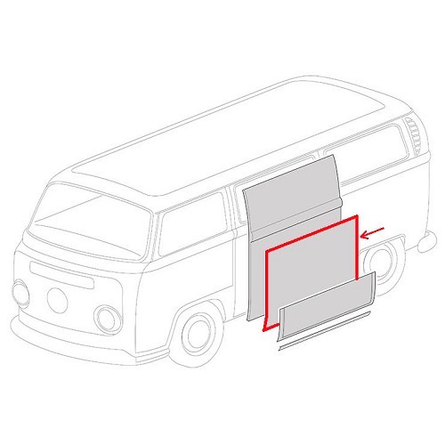 Left-hand centre side panel outer plate for Combi Bay Window 68 ->79 - KT2104