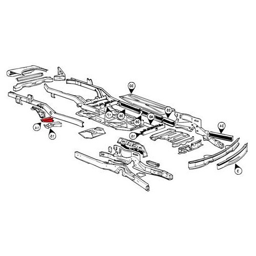 Einfacher Eckwinkel hinten rechts für VOLKSWAGEN Kombi Bay Window (1968-1979) - KT21422