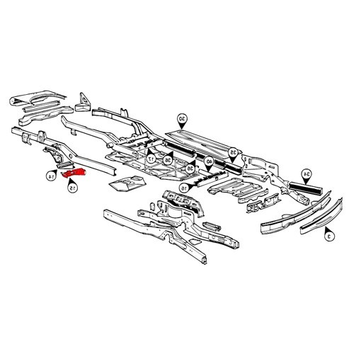 Supporto del cric posteriore destro per Combi Bay Window 1968 -> 1979 - KT21522