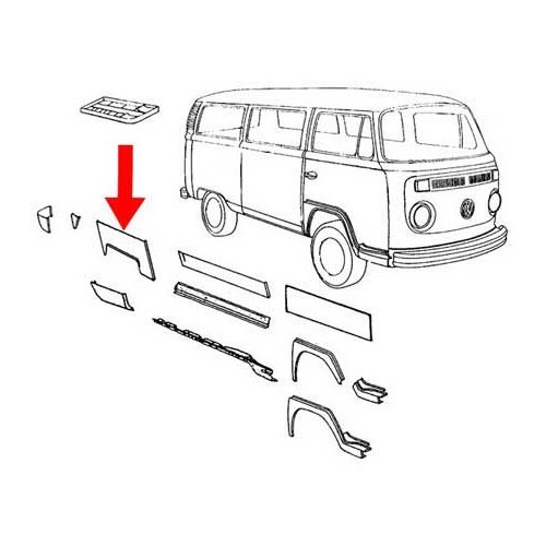  Aletín trasero derecho para Combi del 71 al 79. - KT2204-1 