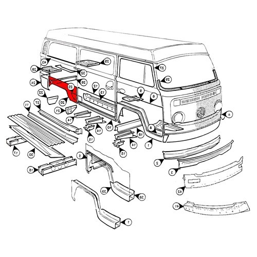  Rear right-hand wing for Combi Bay Window 71 ->79 - KT2204-2 