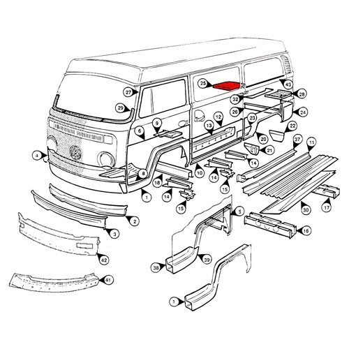 Portapilas derecho para Bay Window 1968 -&gt; 1971 - KT225