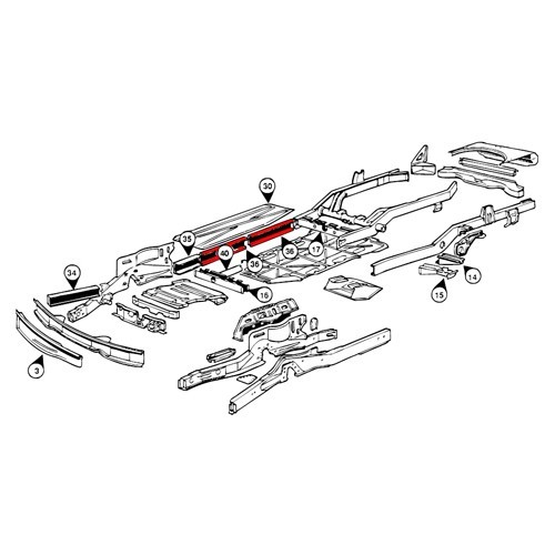 Poutre de traverse centrale 66cm pour VOLKSWAGEN Combi Bay Window (1968-1979) - KT236