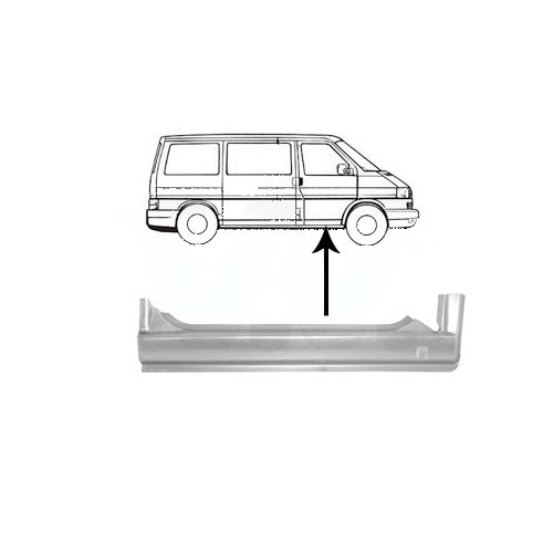  Chapa exterior para bajo de carrocería delantero derecho para VW Transporter T4 - KT40036 