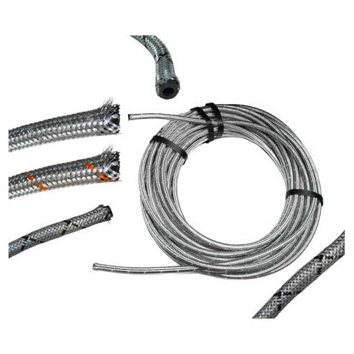 6 mm reinforced metal braided petrol hose - per linear metre - KZ20025
