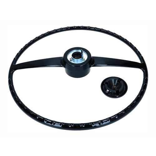 Black steering wheel with horn button for VOKSWAGEN Combi Split Brazil (1957-1975) - KZ40070