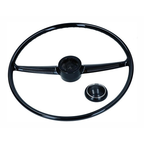  Black steering wheel with horn button for VOKSWAGEN Combi Split Brazil (1957-1975) - KZ40070 