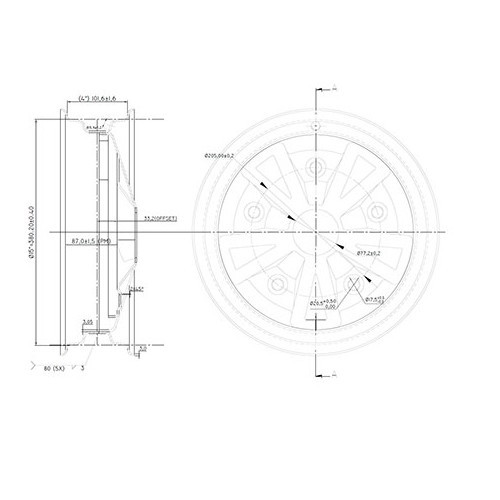 Fumagalli 5 x 205 grey sheet metal rim for VOLKSWAGEN Combi Split Brazil (1957-1975) - 4.5 X 15" - Fumagalli rims - KZ60066