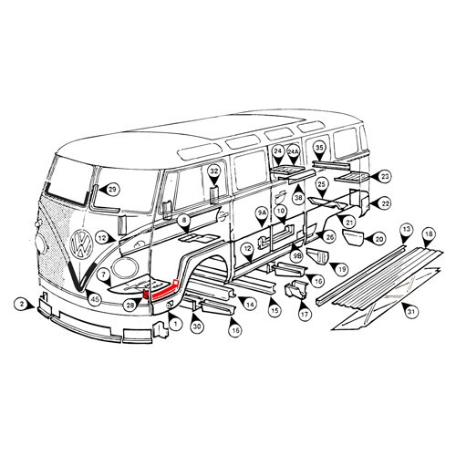  Blech unter Türunterkante vorne links Combi Split Brazil (1957-1975) - KZ80156 