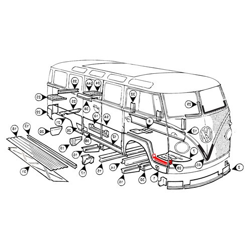  Plate under front right-hand door sill Combi Split Brazil (1957-1975) - KZ80157 