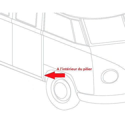 Painel interior atrás da asa direita para VOLKSWAGEN Combi Split Brasil (1957-1975) - KZ80215