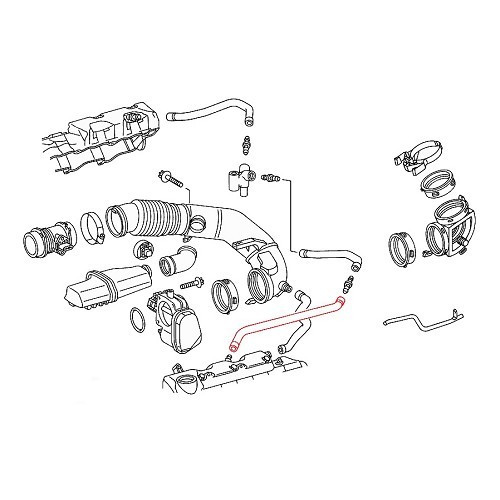 Ontluchtingsslang MEYLE linksboven voor Mercedes C-klasse W202 - MB00021