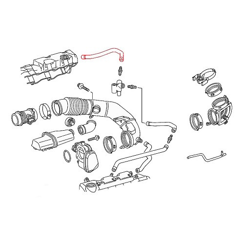 VAICO ontluchtingsslang rechtsboven voor Mercedes C-klasse W202 - MB00025