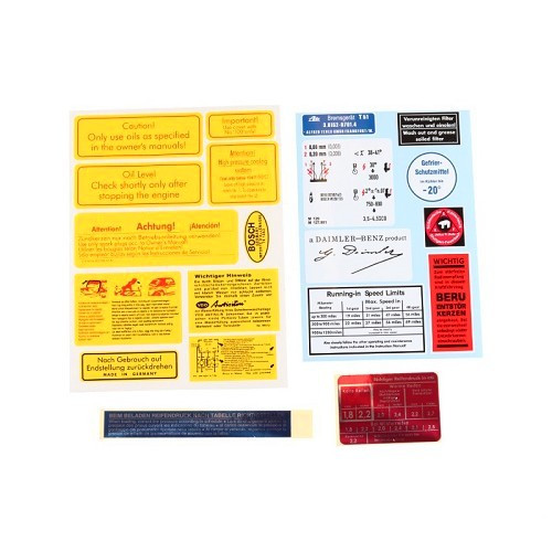  Juego completo de etiquetas de fábrica para Mercedes W113 Pagoda - MB08342 