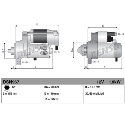 Denso starter for Mercedes-Benz C-Class W204 Saloon and S204 Estate (08/2008-03/2014) - MB09491