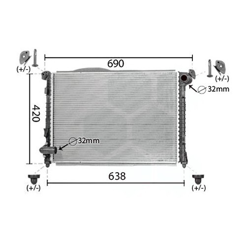 Wasserkühler für MINI II R50 Limousine und R52 Cabrio Benzin mit Klimaanlage - Motor W10B16 - MC55640