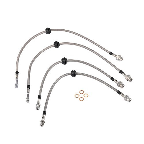  Kit of 4 armored brake hoses "aviation" type GOODRIDGE for MINI II R50 R53 Sedan and R52 Convertible (04/2003-) - MH24002 