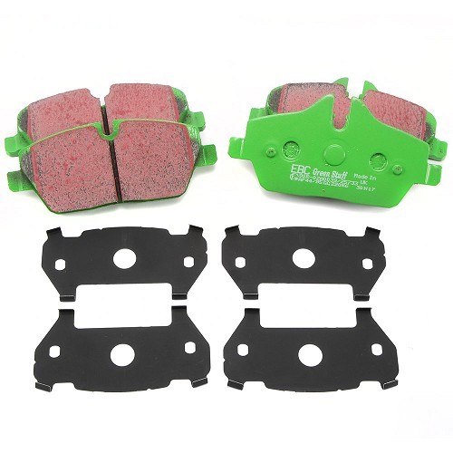 Green EBC Greenstuff front brake pads for MINI III R57 R57LCI Convertible R58 Coupe and R59 Roadster (10/2007-06/2015)
