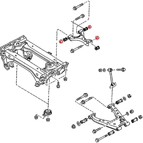 Bevestigingsmoer van de bovenste draagarm achteraan voor Mazda MX5 NA, NB en NBFL - MX15463