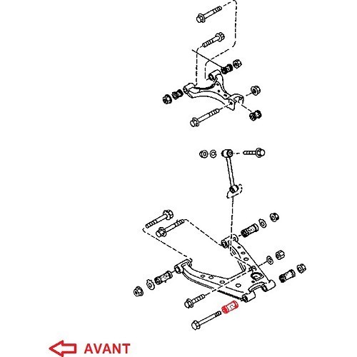 Silentbloc extérieur AVANT de triangle inférieur arrière pour Mazda MX5 NA - MX15472