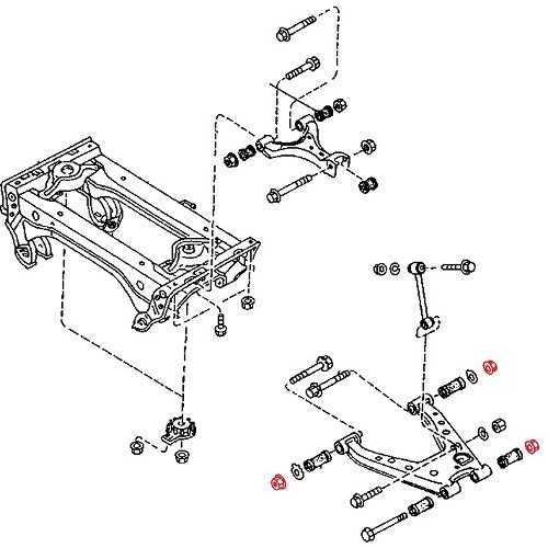  Draagarm bout achterwielophanging moer voor Mazda MX5 NA - MX15484 