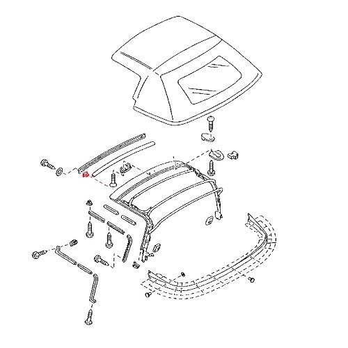 Hood front rail clip for Mazda MX5 NB and NBFL - MX18140