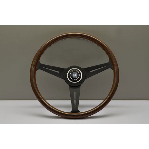  Volant en bois acajou avec branches en alu noir mate Nardi Classic Line Années 70 pour Mazda MX5 NA et NB - diamètre : 360 mm - MX25160 