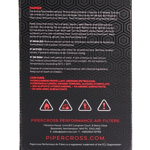 PIPERCROSS complete gas-free maintenance kit for sport performance foam air filters - 75ml bottles - NET900