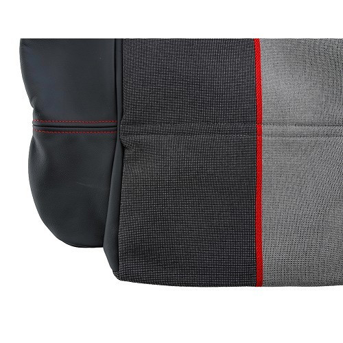 Op maat gemaakte bekleding in antraciet leder en Ramier stoffen voor Peugeot 205 GTI - PE00120